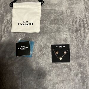 Coach Rose Gold Earrings and Necklace set